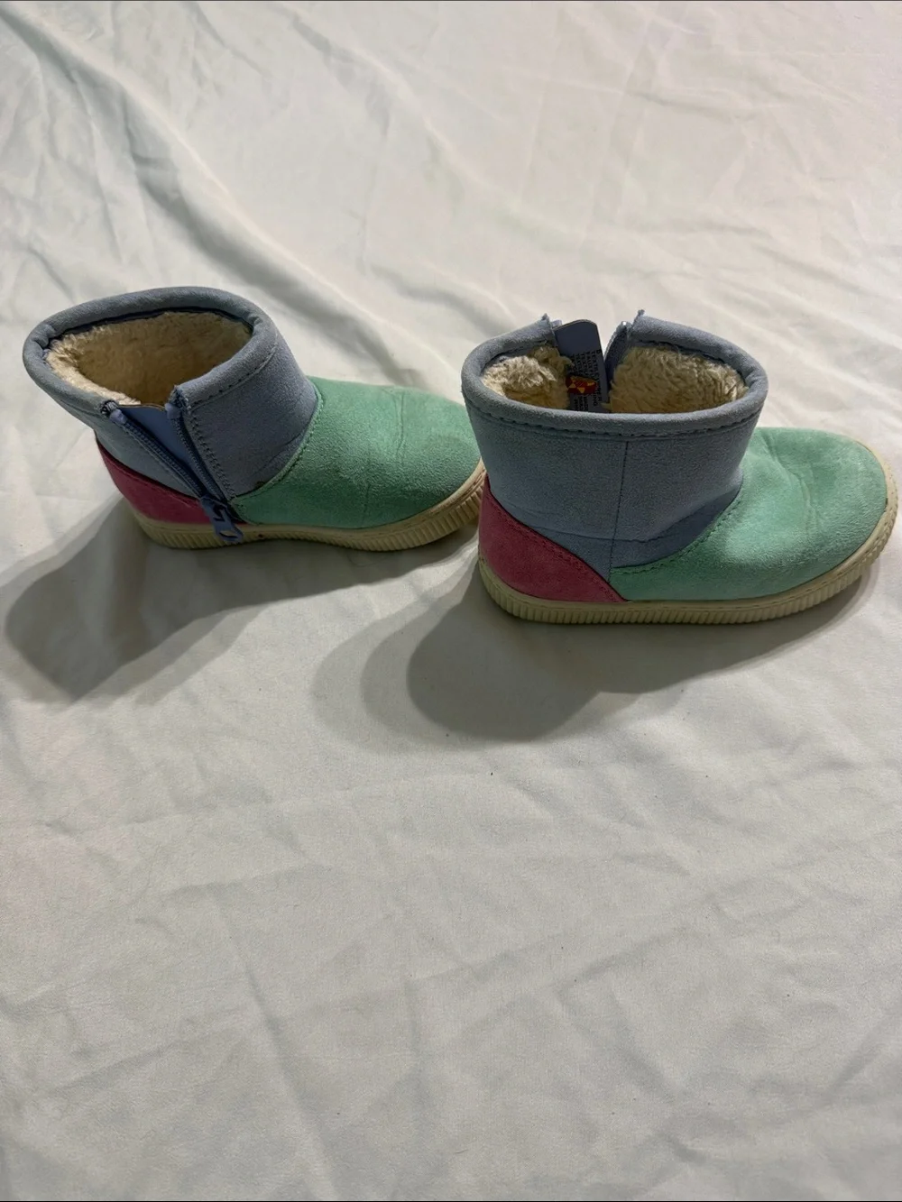 Cat & Jack Kids Colorblock Faux-Fur Booties - Mint, Light Blue & Pink